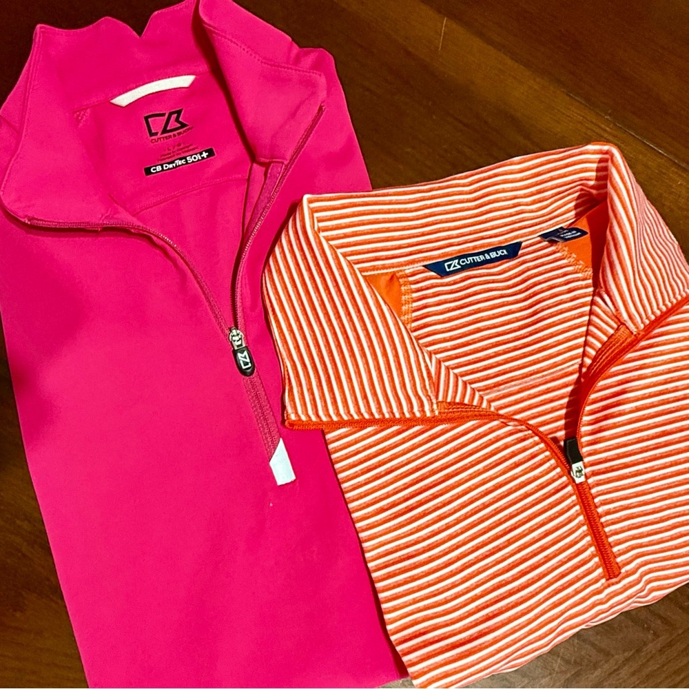 Cutter & Buck Pink Pullover Bundle – 2 Long-Sleeve Tops - Golf